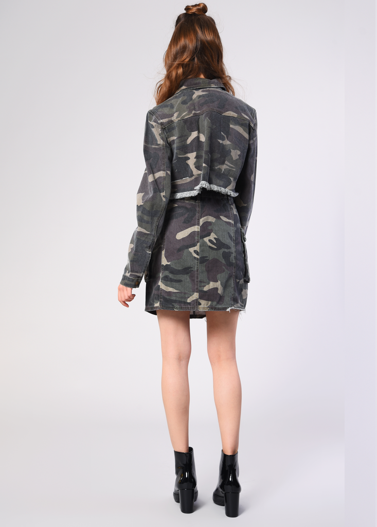 Camo cropped sales denim jacket