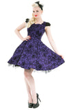 Hearts and Roses London - Purple Flocked Evening Swing Dress