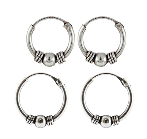 Kingsley Ryan - Bali Weave and Ball Silver Ear Hoops