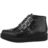 T.U.K - Pointed Black Creeper Buckle Up Boots