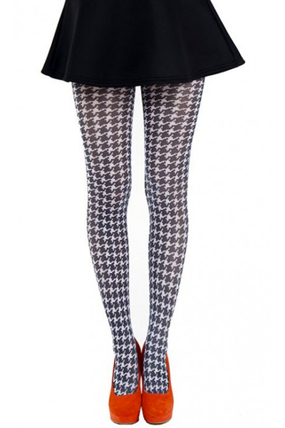 Pamela Mann - Dogtooth Small Printed Tights Black