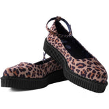 T.U.K - Leopard Print Ballet Ankle Strap Creeper Flats SIZE UK 6