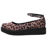 T.U.K - Leopard Print Ballet Ankle Strap Creeper Flats SIZE UK 6