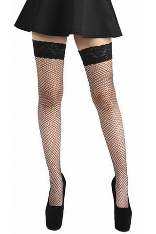 Pamela Mann - Large Fishnet Lace Top Hold Ups Black