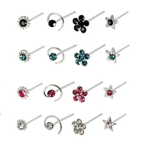 Kingsley Ryan - Assorted Gemset Design Straight/Ball Back Nose Pin