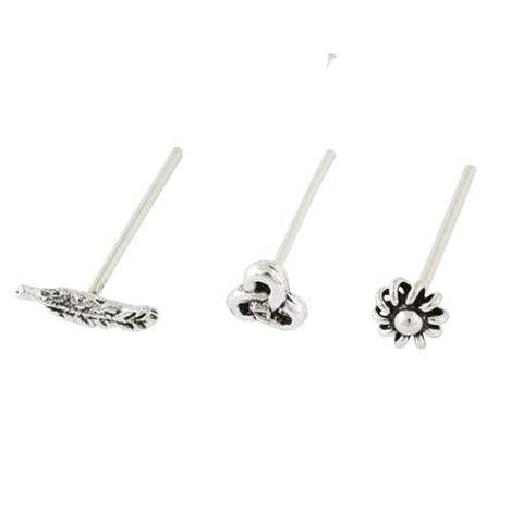 Kingsley Ryan - Assorted Silver Straight Back Nose Pin