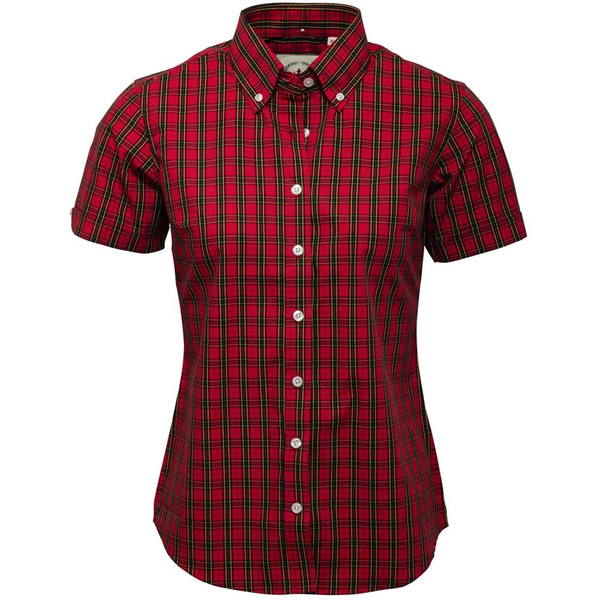 Relco London - Ladies Button Down Shirt Red Tartan