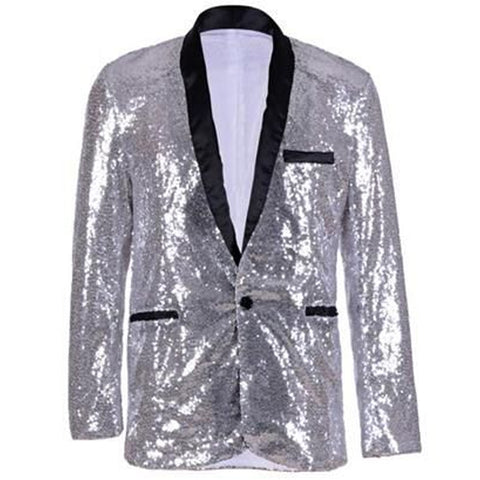 Sequin Blazer Silver