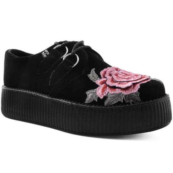 T.U.K -  Black Velvet 3D Embroidered Rose Creeper