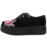 T.U.K -  Black Velvet 3D Embroidered Rose Creeper