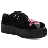 T.U.K -  Black Velvet 3D Embroidered Rose Creeper