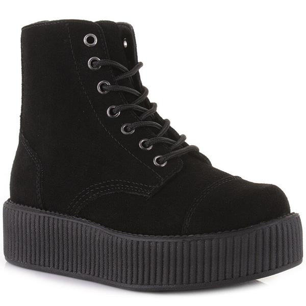 T.U.K - Black Eyelet Creeper Boots