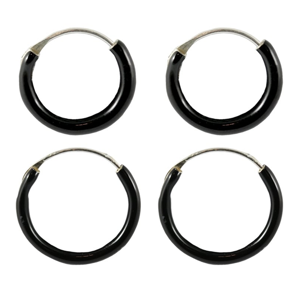 Kingsley Ryan - Black Sterling Silver Ear Hoops