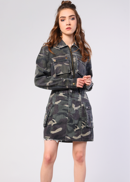Glamorous - Camo Cropped Denim Skirt
