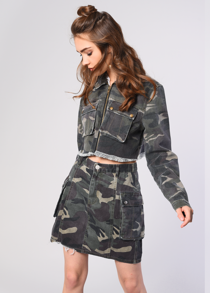Camo denim 2025 jacket cropped