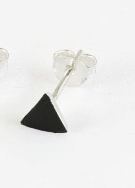 Kingsley Ryan -Silver Black Triangle Ear Stud