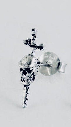 Kingsley Ryan -Silver Skull & Dagger Ear Stud