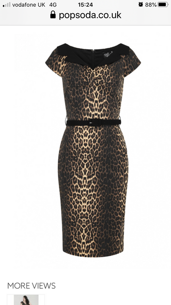 Hell Bunny Shuri Leopard print pencil dress Plus Size