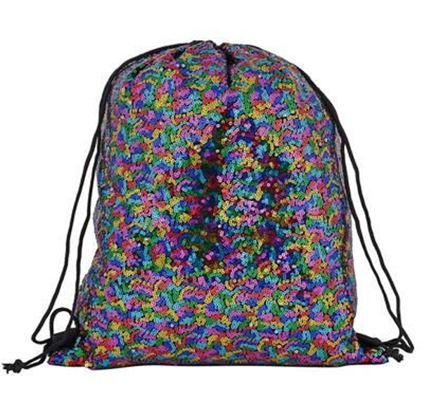 Rainbow Sequin Drawstring Bag