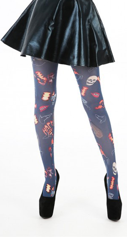 Pamela Mann - Pumpkin, Skull & Witch Printed Tights