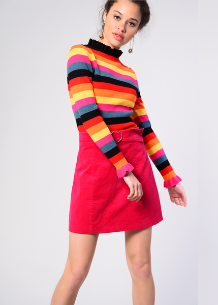 Glamorous - Stripe Frill Neck Jumper