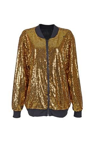 Sequin Bomber Jacket - Gold